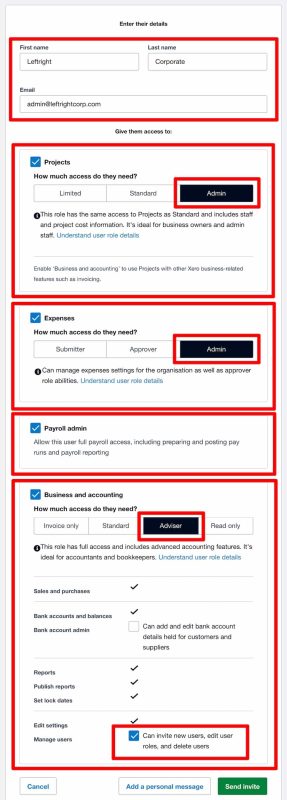 Xero Add Advisor User